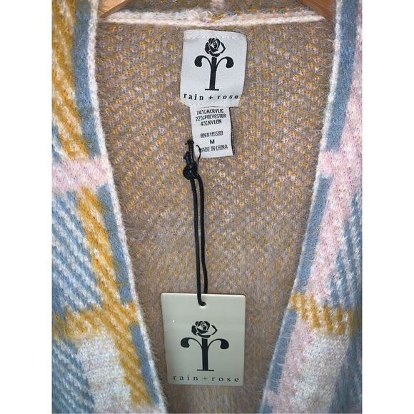 Rain + Rose Soft Textured Plaid Open Front Cardigan - Picture 9 of 9